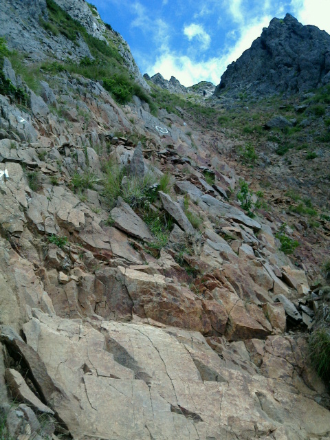キレットから登る途中の赤岳